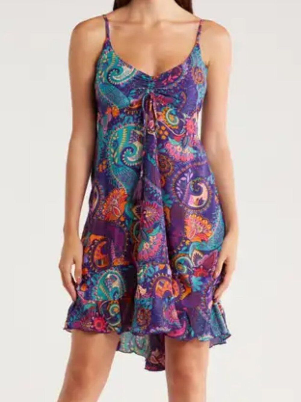 La Fiorentina Purple Paisley Babydoll Dress - Large - BRAND NEW